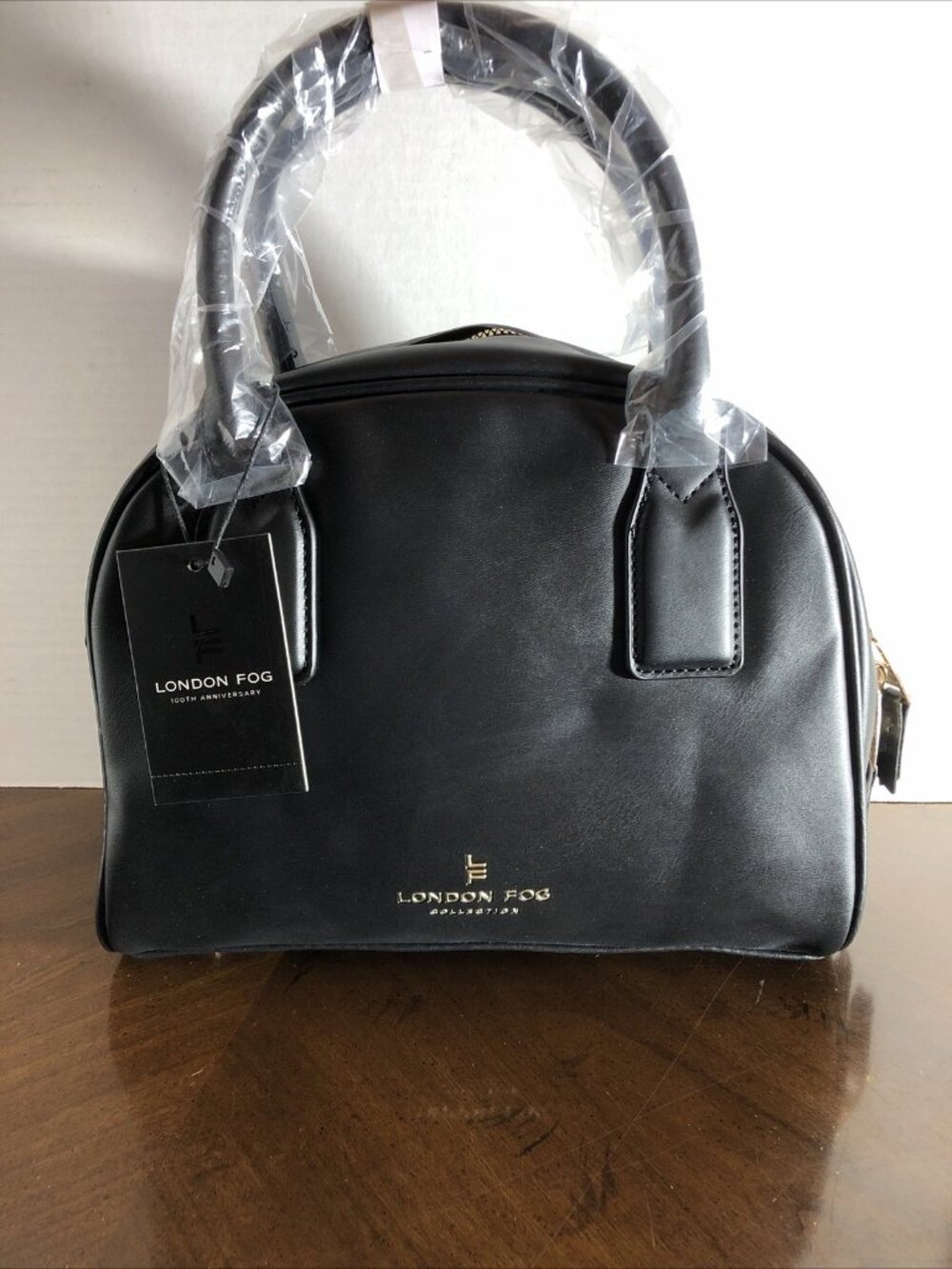 London Fog Mini Smooth Satchel In Black 11” x 9” x 4”